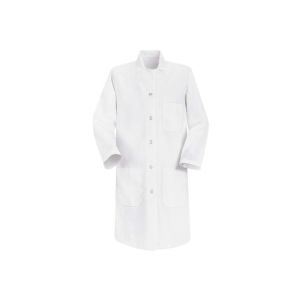 Red Kap Women's Button Closure Lab Coat, White, Poly/Cotton, S